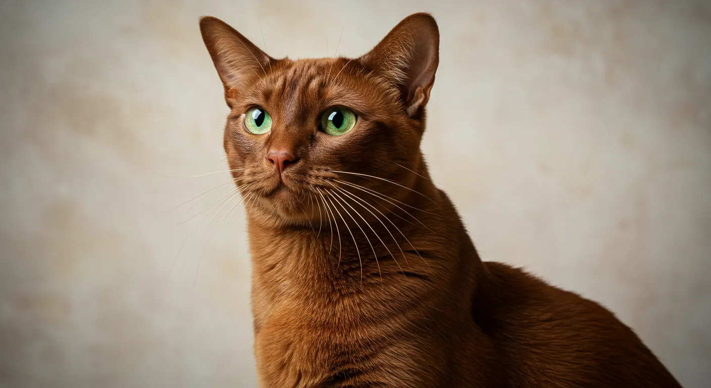 Havana Brown de pelaje chocolate y ojos verdes